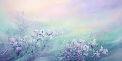Fototapeta na wymiar Soft gradients of lavender and mint green sweep across the canvas, forming delicate patterns that evoke a sense of tranquility and serenity within the digital realm.
