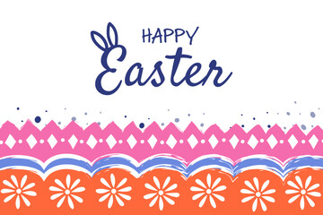 Fototapeta na wymiar Happy Easter. Greeting card with decorations. Painted egg design. Vector illustration