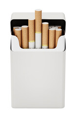 Cigarettes inside blank package isolated on transparent background. 3D illustration