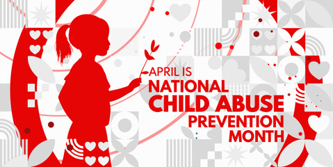 National Child Abuse Prevention Month. Child Abuse awareness banner, card, poster, background - vector illustration