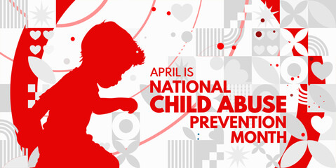 National Child Abuse Prevention Month. Child Abuse awareness banner, card, poster, background - vector illustration