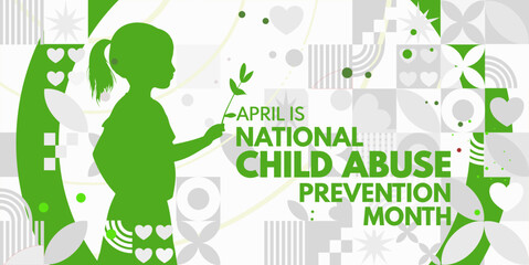 National Child Abuse Prevention Month. Child Abuse awareness banner, card, poster, background - vector illustration