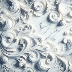 Intricate Baroque Swirls Carved into Marble Canvas Create a Luxurious Tapestry of Elegance and Grace