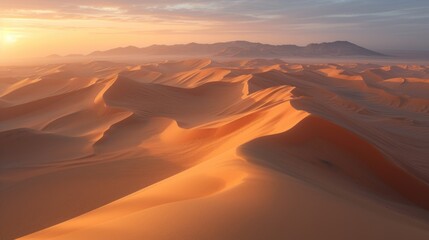 Fototapeta na wymiar Sunrise over the desert dunes