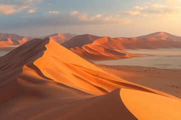 Naklejka premium Sunrise over the desert dunes