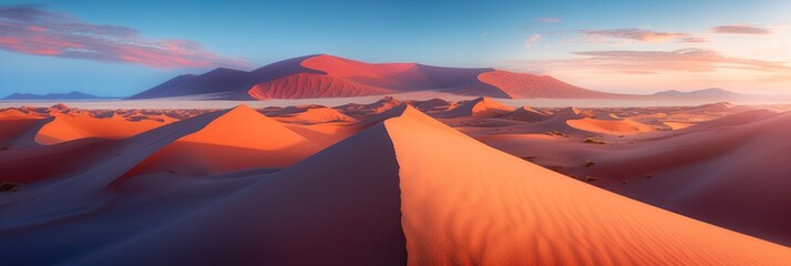 Fototapeta na wymiar Sunrise over the desert dunes