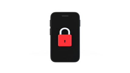 padlock with Smart Phone for online password security  3d render isolated illustration