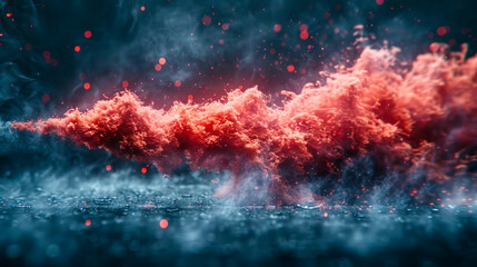 Obraz na płótnie Canvas Red smoke swirling against a dark, muted background.