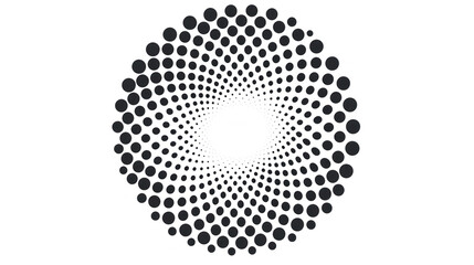 a black and white image of a circle of dots on a white background with a small black dot in the middle of the circle.