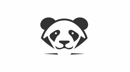 Obraz premium a panda bear's head with the word panda in the middle of it's face on a white background.