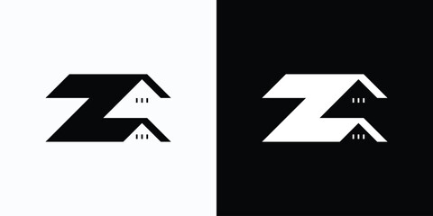 Vector logo design for the initials of the letter Z in the shape of a house roof in a modern, simple, clean and abstract style.