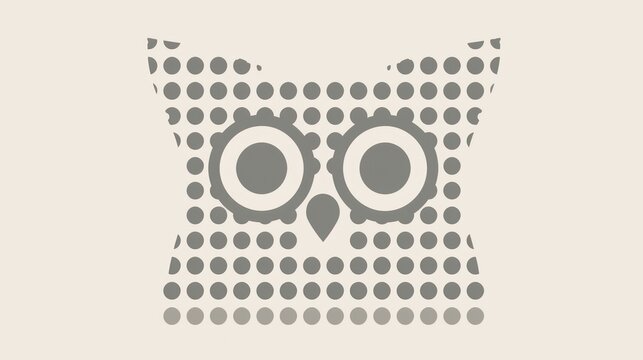 an image of an owl's face made out of dots on a sheet of paper with the words owl on it.