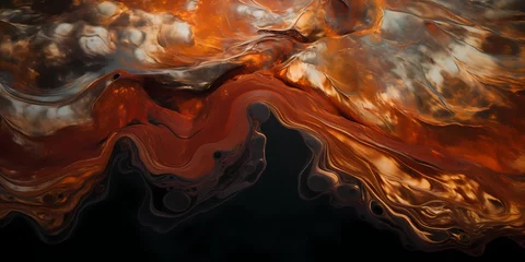 Photo sur Plexiglas Brun A mesmerizing blend of molten copper and molasses hues creates a dynamic and ever-evolving liquid landscape that captivates the imagination.