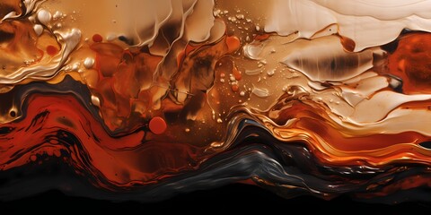 A mesmerizing blend of molten copper and molasses hues creates a dynamic and ever-evolving liquid landscape that captivates the imagination.