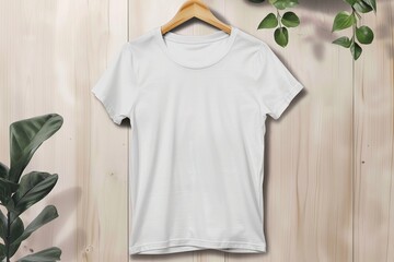Minimalist white T-shirt mockup for women, sleek and stylish, perfect for showcasing your design without distractions