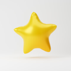 Inflated star icon isolated over white background. 3D rendering.
