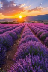 Obraz premium Lavender Field at Dusk