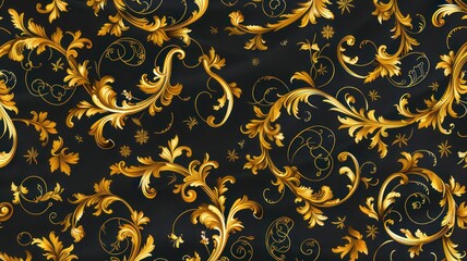 Golden ornaments seamless pattern created with Generative AI