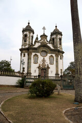 Fototapeta na wymiar Front vertical image of the Church of São Francisco de Assis in São João del Rei