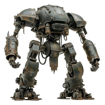 Mech Warrior Figure on white or transparent background