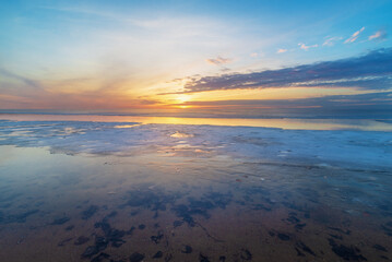 Serene Beach Sunset Reflection - 750934170