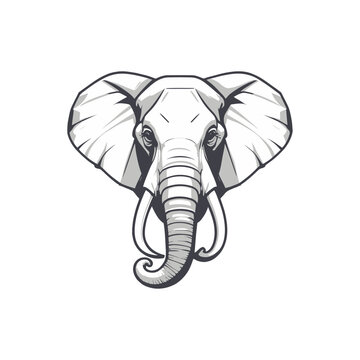 Geometric Polygon style of elephant face logo. origami elephant silhouette