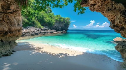 Tropical Beach Cove Through Archway