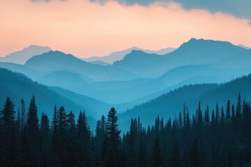 Obraz premium Mountain Silhouettes at Dusk