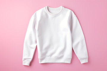 White crew neck sweatshirt mockup on pink background