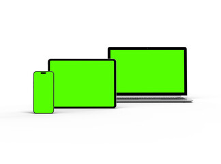 Mockup of laptop, tablet and smartphone on a transparent background