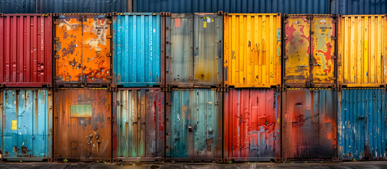 shipping container in a seaport - obrazy, fototapety, plakaty