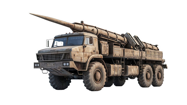 Missile Launcher Truck on white or transparent background