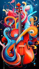 A dynamic and energetic representation of vibrant colors and music, a visually engaging and music-inspired mobile wallpaper, Illustration Generative AI