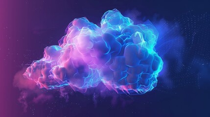 A vector image of a cloud is presented in either 2D or 3D format. Serving as a backdrop, it symbolizes the ubiquitous presence of the cloud in today's and future technological landscapes