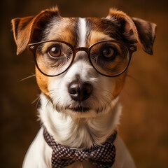 A blurred image of a dog wearing glasses, exuding sophistication and charm