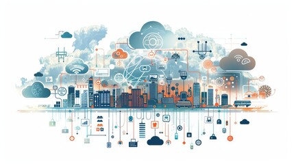 The fusion of cloud computing and the Internet of Things (IoT) is depicted in this conceptual illustration