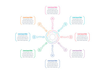 infographic template for business, technology, science, industry world. eight step briefing template. round infographic template