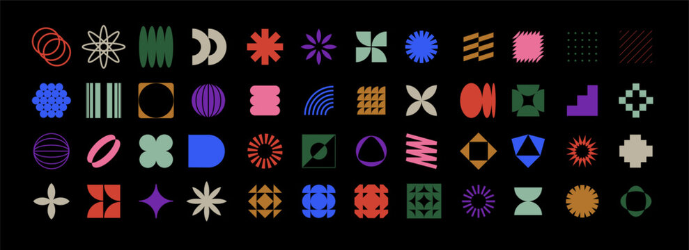 Abstract geometric shapes and grids.