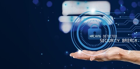 Cyber security,  hold data digital padlock