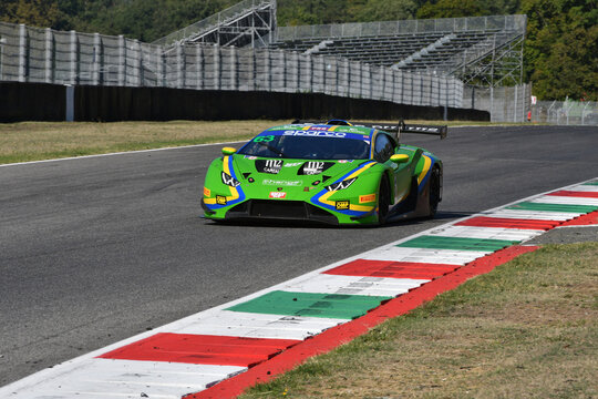 Scarperia, 29 September 2023: Lamborghini Huracan Evo 2 of team Vsr drive by Liberati Edoardo and Michelotto Mattia in action during practice of Italian Championship at Mugello Circuit. Italy..