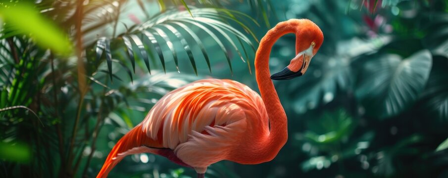 flamingo in natural habitat.
