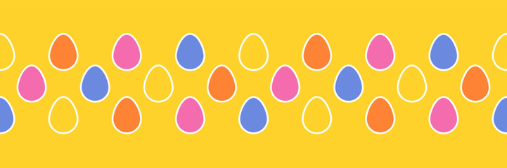 Banner with colourful Easter eggs. Ornate eggs concept in modern minimal style. Vector illustration