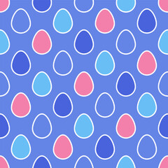 Easter seamless pattern with colourful eggs. Retro design for card, invitation and poster. Vector illustration