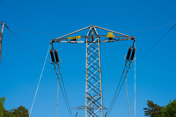High power lines terminating to a ground station.
