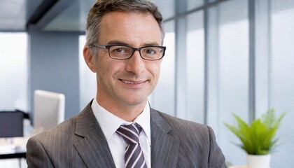 Fototapeta premium Portrait of a proud caucasian business executive, 45 years old, office setting