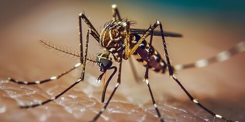 Mosquito close-up macro, dangerous parasite insect