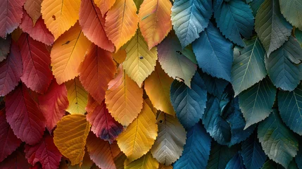 Poster multicolored fallen leaves creates a rich mosaic of autumn hues, wallpaper , muted colors © Mahnoor