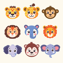 animal icons vector set. Wild animal vector
