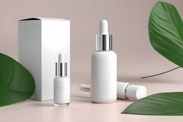 Cosmetic bottle and box packaging design mockup, Product display