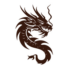dragon tattoo design. Dragon silhouette with white background.